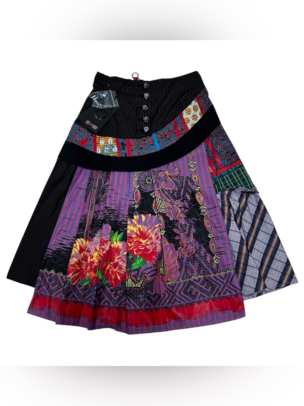 Save The Queen Italy Skirt Patchwork Mixed Media Womens XS Y2K Goth NEW